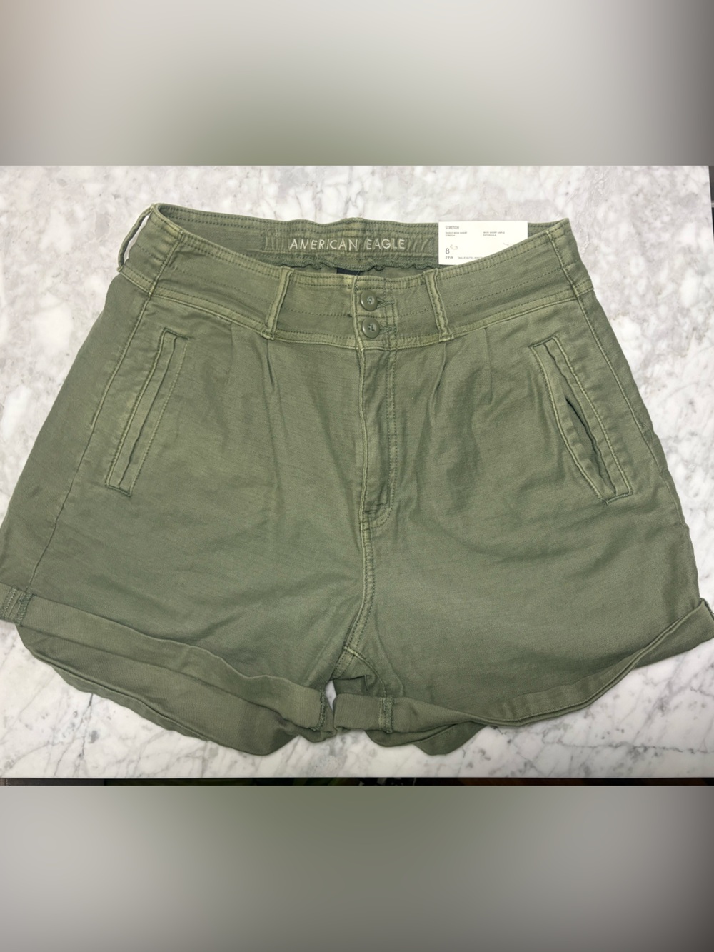 American Eagle Outfitters Olive Utility High-Rise Jean Shorts